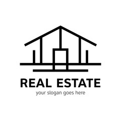 Real estate logo template. House icon in line style