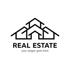 Real estate logo template. House icon in line style