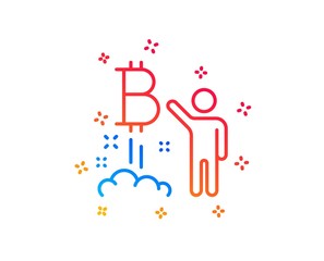 Bitcoin line icon. Cryptocurrency startup sign. Crypto project symbol. Gradient design elements. Linear bitcoin project icon. Random shapes. Vector