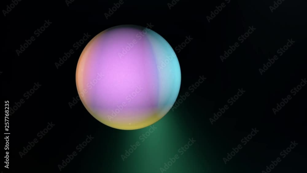 Poster animation of abstract blur colorful ball moving around on a black background. colorful and minimalis