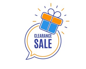 Clearance sale symbol. Special offer price sign. Advertising discounts symbol. Loyalty sale tag. Speech bubble banner. Gift box badge. Vector