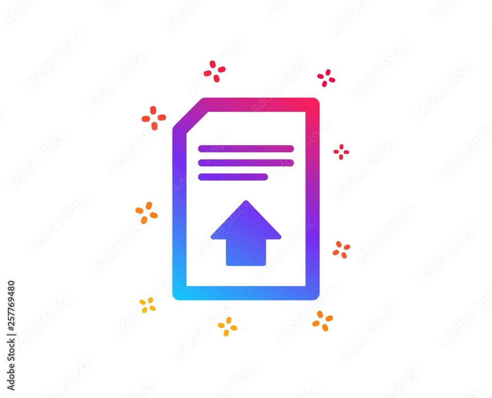 Poster upload document icon. information file sign. paper page concept symbol. dynamic shapes. gradient des