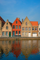 Canal and old houses. Bruges (Brugge), Belgium