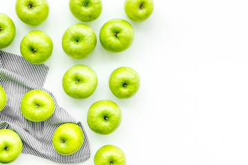 summer food with apples on light background top view mock up