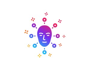 Face biometrics icon. Facial recognition sign. Head scanning symbol. Dynamic shapes. Gradient design face biometrics icon. Classic style. Vector