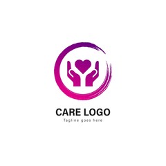 Care logo template design. Care logo with modern frame vector design