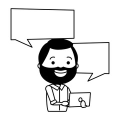 man with laptop computer avatar character