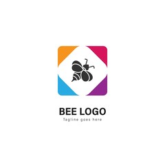 Bee logo template design. Bee logo with modern frame vector design