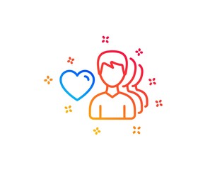 Obraz premium Couple Love line icon. Group of Men sign. Valentines day symbol. Gradient design elements. Linear man love icon. Random shapes. Vector