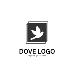 Dove logo template design. Dove logo with modern frame vector design