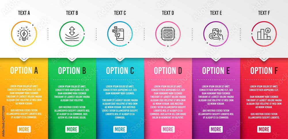 Poster share call, communication and cpu processor icons simple set. inspiration, resilience and decreasing