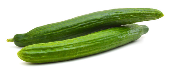 Two cucumbers isolated on white background