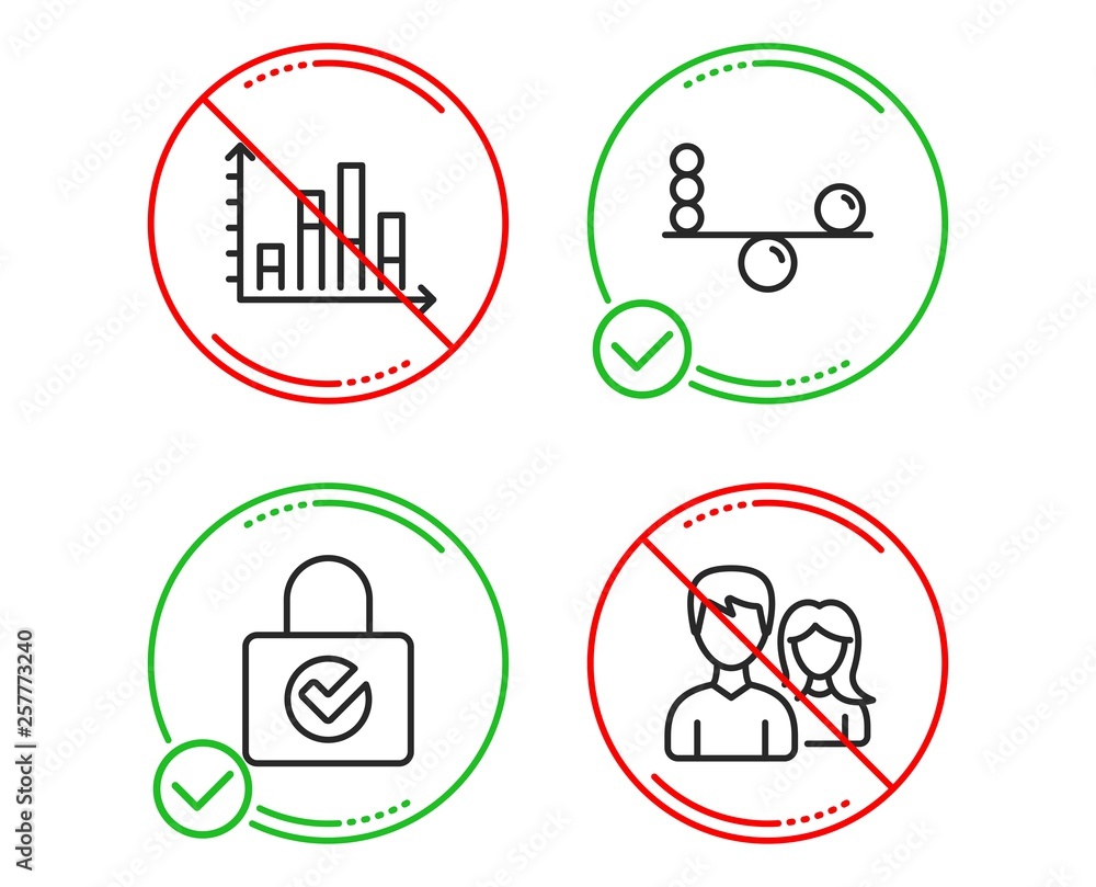 Poster do or stop. diagram graph, balance and password encryption icons simple set. couple sign. presentati
