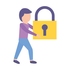 man holding padlock security