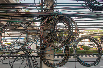 Pillar with a signal line in Bangkok