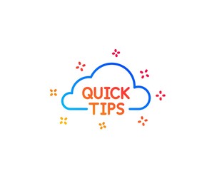 Quick tips cloud line icon. Helpful tricks sign. Gradient design elements. Linear quick tips icon. Random shapes. Vector