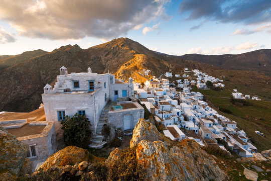 View of Chora village on Serifos island in Greece. 