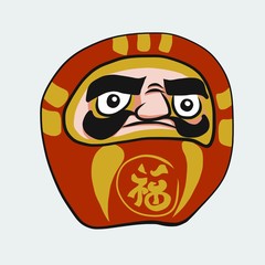 Daruma Japanese lucky charm with Japanese language mean lucky cartoon vector illustration