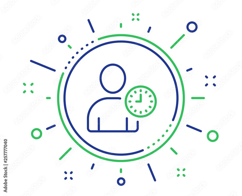 Poster user with clock line icon. profile avatar with time sign. person silhouette symbol. quality design e