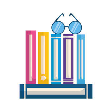 stack of books with lenses isolated icon