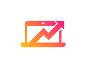 Data Analysis and Statistics icon. Report graph or Chart sign. Computer data processing symbol. Classic flat style. Gradient sales diagram icon. Vector