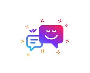 Message speech bubbles with Smile icon. Chat emotion sign. Dynamic shapes. Gradient design happy emotion icon. Classic style. Vector