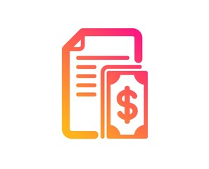 Payment icon. Document with cash money symbol. Dollar currency sign. Classic flat style. Gradient payment icon. Vector