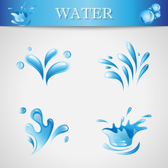 Fototapeta na wymiar Water Splash And Drop Icons - Isolated On Gray Background. Vector Illustration Of Water Splash and Drop Icons. Set For Websites, Label, Sticker, Logo Template And Design Elements