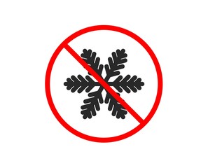 No or Stop. Snowflake icon. Christmas snow sign. Winter or cold symbol. Prohibited ban stop symbol. No snowflake icon. Vector