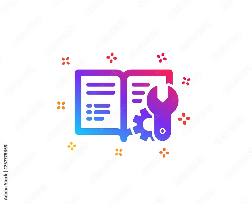 Poster engineering documentation icon. technical instruction sign. dynamic shapes. gradient design engineer