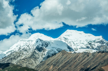 Snow capped mountains， Tibet, China,