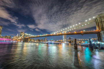 Brooklyn Bridge, night view Brooklyn, NYC.