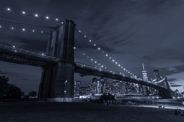 Fototapeta na wymiar Brooklyn Bridge, night view Brooklyn, NYC.