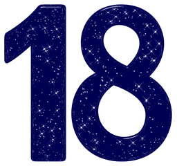 Numeral 18, eighteen, star sky texture imitation, isolated on white background, 3d render © kostiuchenko