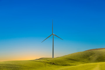 wind generator on a green hill near San Francisco