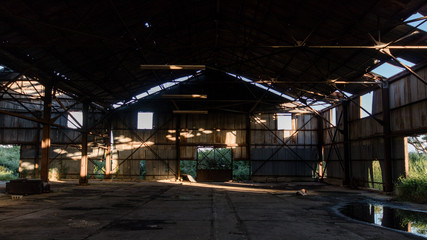 Fototapeta na wymiar inside abandonedwarehouse sugar mil