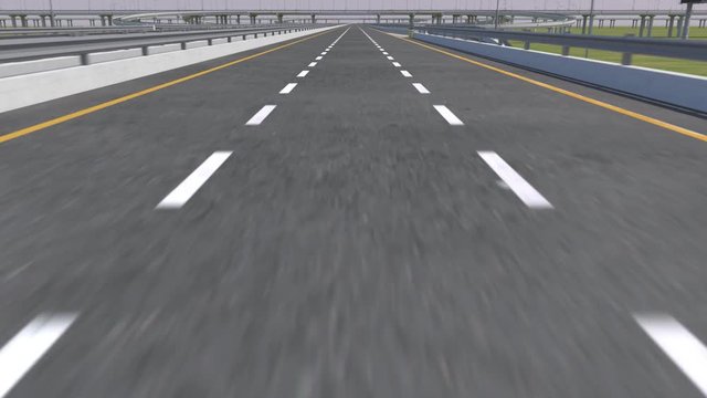 Close view of Line On The Road, Fast movement - Loopable 3d animation