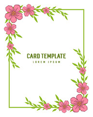 Vector illustration elegant pink flower frame for writing card template