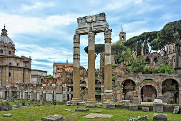 The Temple of Venus Genetrix is a ruined temple in the Forum of Caesar, dedicated to the Roman goddess of motherhood and domesticity in 46 BCE by Julius Caesar. Rome, Italy © Nataly Reinch