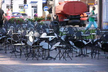 empty street cafe on the street
