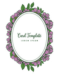 Vector illustration ornate of purple flower frame for design card template