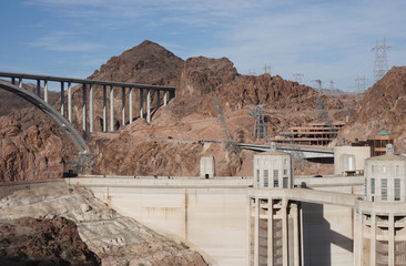 Hoover Dam In Nevada generating electricity.