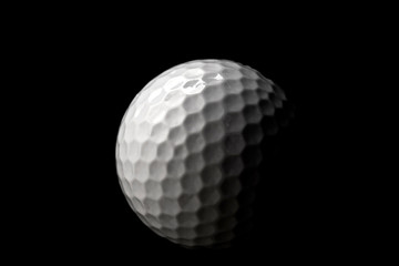 High contrast studio shot of golf ball isolated on black background with dramatic light - Powered by Adobe