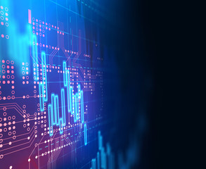 stock market investment graph with indicator and volume data.