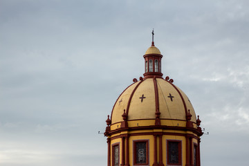 Fototapeta na wymiar Dome of a church located in a small town in Mexico