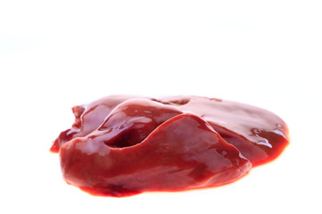 Chicken liver on a white background
