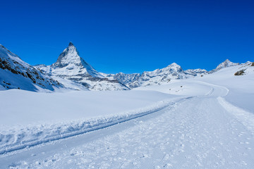 Fototapeta na wymiar Beautiful view of the Matterhorn Mountain in winter, Zermatt, Switzerland.