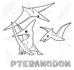 Dinosaur Pteranodon Cartoon Vector Illustration Monochrome © bullet_chained