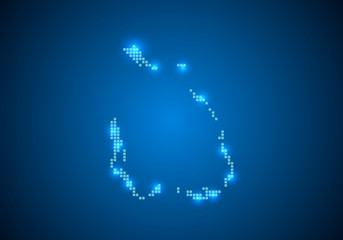 Abstract blue background with map, internet line, connected points. map with dot nodes. Global network connection concept. Wire frame 3D mesh polygonal network line. vector.