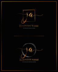 Initial J A JA handwriting logo vector. Letter handwritten logo template.